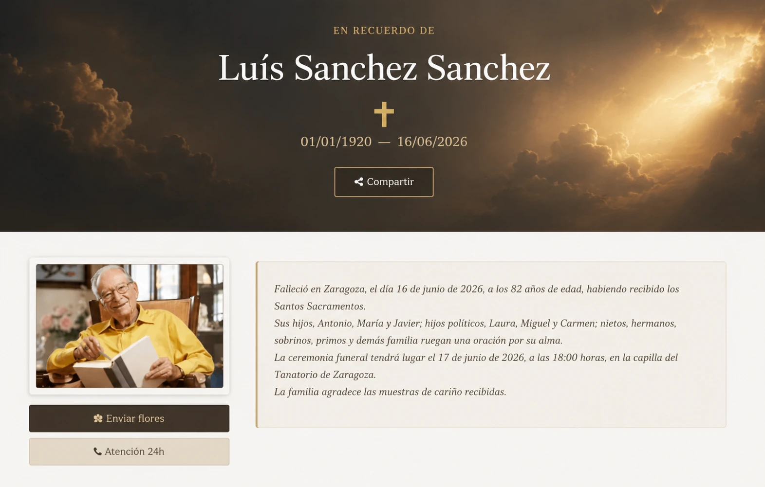 Web de esquelas online para funerarias y tanatorios